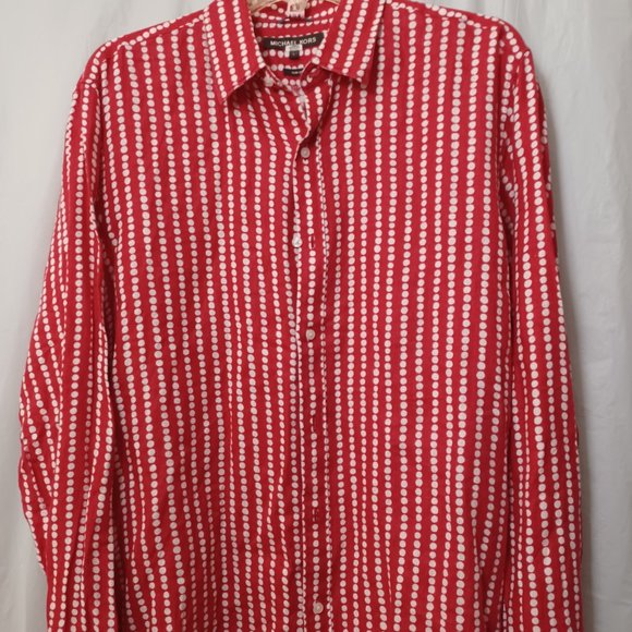 MICHAEL KORS SLIM FIT POKA DOT  LINEN SHIRT - Picture 10 of 10